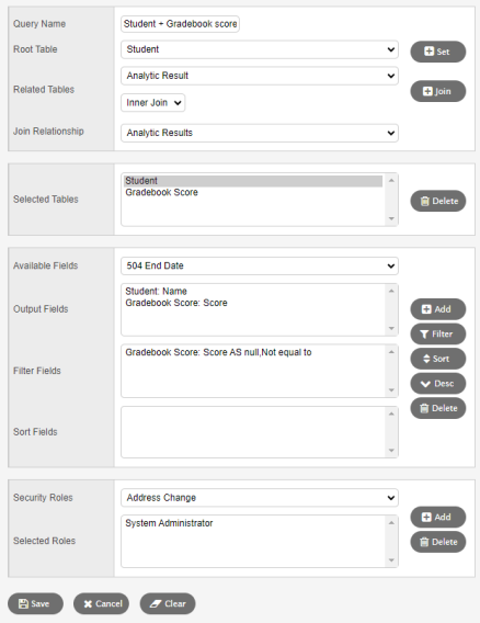 Modify Query pop-up